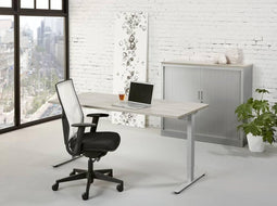 Ergonomisch design t-poot bureau Teez breed 120CM diep 60CM bladkleur Wit framekleur Antraciet (Ral 7016)