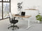 Ergonomisch design t-poot bureau Teez breed 80CM diep 60CM bladkleur Licht Eiken framekleur Aluminium (RAL9006)