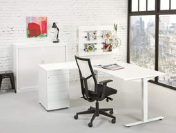 Ergonomisch t-poot wingbureau Design Teez breed 160CM diep 120CM bladkleur Ahorn framekleur Antraciet (Ral 7016) wingzijde Rechts