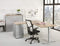 Ergonomisch t-poot wingbureau Design Teez breed 160CM diep 120CM bladkleur Lichtgrijs framekleur Aluminium (RAL9006) wingzijde Links