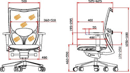 Ergonomische bureaustoel NPR1813 model 1554 met witte rugleuning