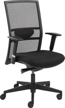 Ergonomische EN-1335 genormeerde bureaustoel 1514 kunststof frame met rug in Zwart