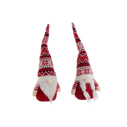 Kerstversiering DKD Home Decor Wit Rood Kabouter 16 x 11 x 42 cm (2 Stuks)