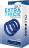Zolo Cockring ZOLO EXTRA THICK SILICONE COCK RING 3 PK Blauw