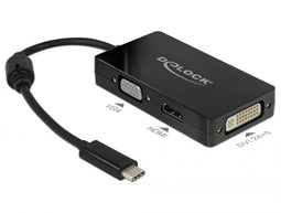Delock 63925 - Adapter USB-C naar HDMI DVI VGA - DP Alt Mode - Zwart