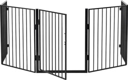 Metalen kachelscherm - 5-delig - 300 cm incl. poort - Zwart