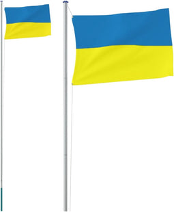 vidaXL - Vlag - met - vlaggenmast - Oekraïne - 6,23 - m - aluminium