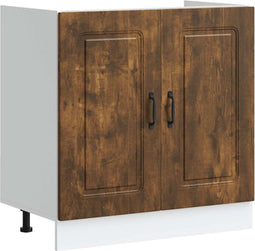 vidaXL - Spoelbakonderkast - Kalmar - 80x46x81,5cm - bewerkt - hout - gerookteiken