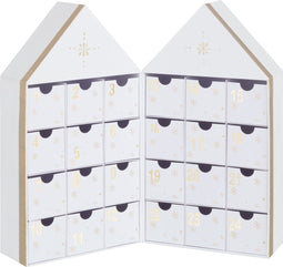 J-Line opbergdoos Huis - karton - wit/goud