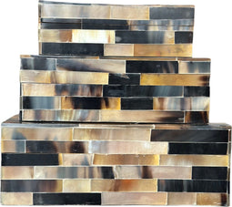 Decoratie Box Opberg Doos Beige Bruin Zwart Hoorn S