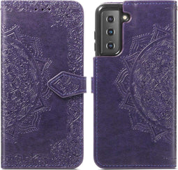 iMoshion Hoesje Geschikt voor Samsung Galaxy S21 Hoesje Met Pasjeshouder - iMoshion Mandala Bookcase - Paars