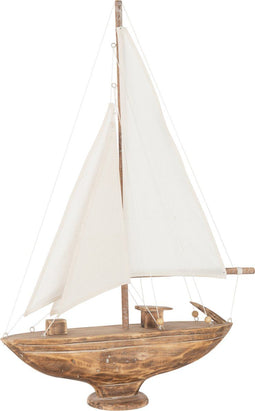 J-Line decoratie Zeilboot Noa Alabasia - hout - bruin - large