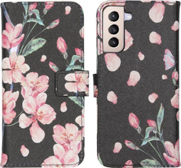 iMoshion Hoesje Geschikt voor Samsung Galaxy S21 Plus Hoesje Met Pasjeshouder - iMoshion Design Softcase Bookcase - Meerkleurig / Blossom Watercolor Black