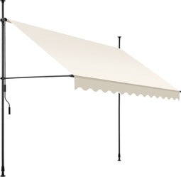 tectake® Klemluifel - Balkonluifel met handslinger - UV-bestendig en waterafstotend - Breedte 300 cm - Beige