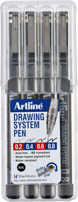 Artline - Fineliner artline technisch 0.2-0.4-0.6-0.8mm zw