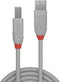 Lindy 36682 - USB 2.0 A naar B Kabel - 1 m - Grijs