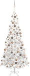 vidaXL - Kunstkerstboom - met - verlichting - en - kerstballen - L - 240 - cm - wit