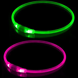 2 stuks led-hondenhalsbanden, USB-oplaadbaar, waterdicht, kan op elke maat worden gesneden, geschikt