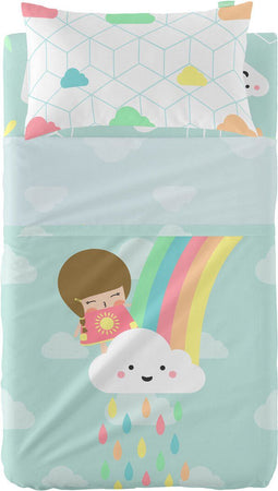 Set beddengoed HappyFriday Happynois Rainbow Multicolour Wieg voor baby's 2 Onderdelen