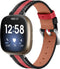 Leren Bandje Geschikt Voor Fitbit Versa 3, Sense - Zwart / Rood