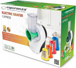 Esperanza ''Caprese'' Elektrische rasp met 5 opzetstukken - Snel raspen - Elektric grater - 150W - Wit