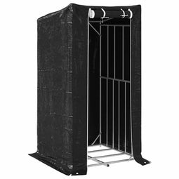 vidaXL - Haardhoutrek - met - regenhoes - 100x100x200 - cm - gegalvaniseerd - staal