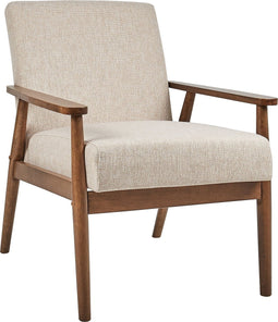ESRUM - Fauteuil - Beige - Stof/Donker hout