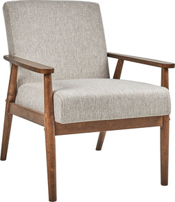 ESRUM - Fauteuil - Grijs - Stof/Donker hout