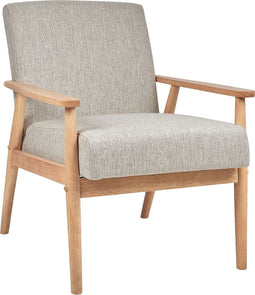 ESRUM - Fauteuil - Grijs - Stof/Licht hout
