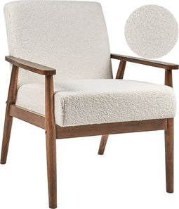 ESRUM - Fauteuil - Off-white - Bouclé/Donker hout