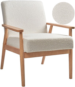 ESRUM - Fauteuil - Off-white - Bouclé/Licht hout