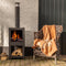 Esschert Design - Buitenkachel met houtopslag zwart - Vuurhaard - Staal - Zwart