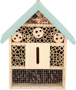 Esschert design insectenhotel - hout - mintgroen/naturel - 24.5x10.5x29cm - bijenhotel/Insectenhuis