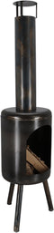 Esschert Design - Terraskachel rond - Vuurhaard - Staal - Zwart