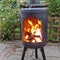 Esschert Design - Terraskachel rond - Vuurhaard - Staal - Zwart