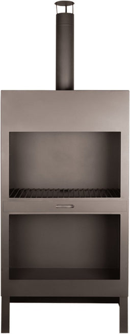 Esschert Design - Tuinkachel XL - met Houtopslag - Zwart - Vuurhaard - Staal - Zwart