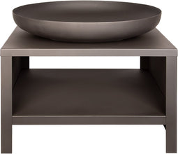Esschert Design Vuurschaal Staal Ø61 cm -Zwart - Vuurschaal 61 cm - Vuurkorf - Met Houtopslag