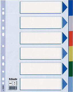 Esselte tabbladen kunststof 6 tabs gekleurd