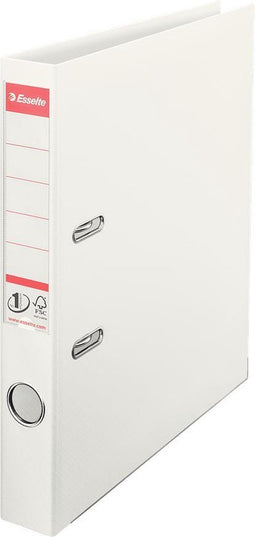 Esselte Vivida Duurzame Kunststof Ordner met Etikethouder - 2-Rings Met Een Rugbreedte Van 50mm - Capaciteit: 350 A4-Vel - Wit