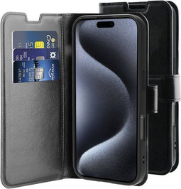 Behello Bookcover iPhone 16 Pro Max - Gel Wallet Hoesje - 3 Kaarten - Zwart