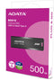 Adata SC610 - Externe SSD 500GB - USB 3.2 Gen2 550MB/s Lezen 500MB/s Schrijven - Zwart