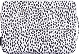 Laptophoes 15.6 Inch XV - Laptop Sleeve met Extra Vakken - Panterprint Wit