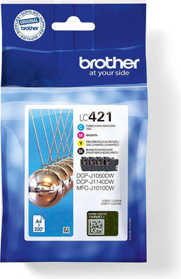 Inktcartridge brother lc-421 zwart + 3 kleuren | 4 stuk | 4 stuks