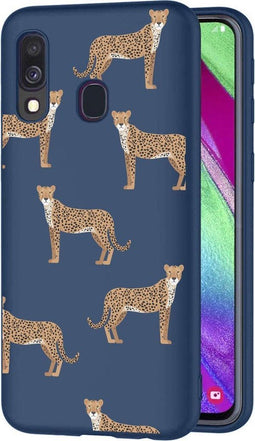 iMoshion Design voor de Samsung Galaxy A40 hoesje - Luipaard - Blauw