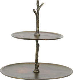 Etagere 2 laags - Light & Living - 30,5 × 27,5 × 31 cm - TRESA - Etagere Brons - Antiek Brons