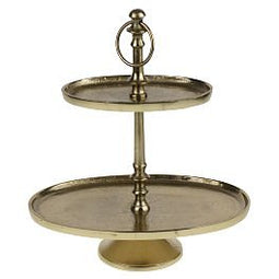Etagère Ovaal Warm Goud - Twee-Tier - Aluminium - 29x19,5x31 cm - Werner Voss