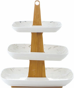 Etagere Porselein marmerlook 3 delige - Wit