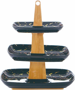 Etagere Porselein marmerlook 3 delige - zwart