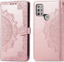 iMoshion Hoesje Geschikt voor Motorola Moto G30 / Moto G20 / Moto G10 Power / Moto G10 Hoesje Met Pasjeshouder - iMoshion Mandala Bookcase - Roze