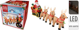 Kerst - Kerstman met slee - Opblaasbaar - 340cm - LED - Slee met rendieren